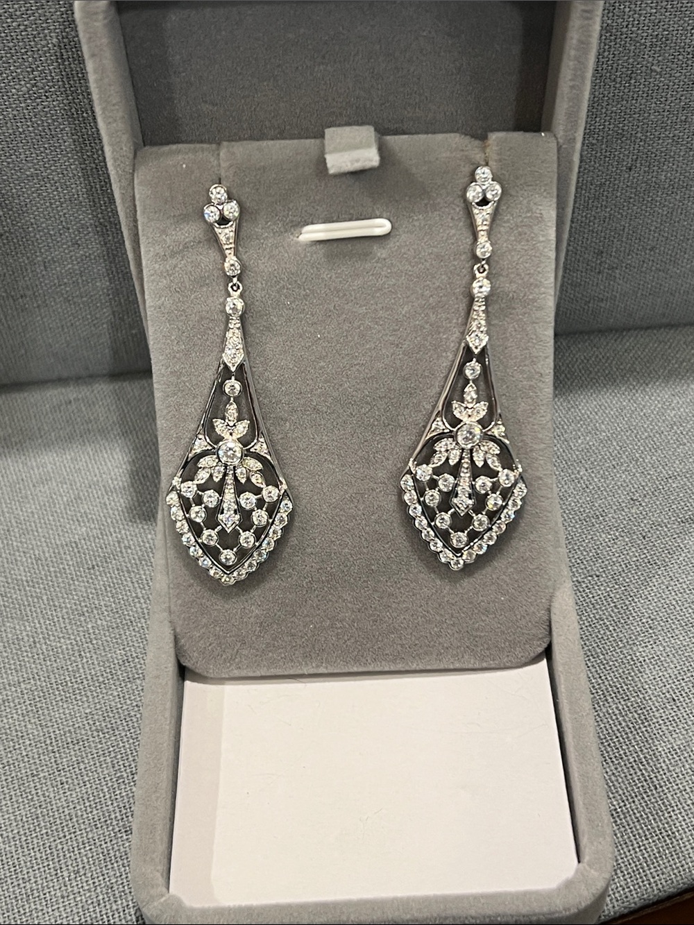 Sterling Silver-Cubic Zirconia Drop Earrings -